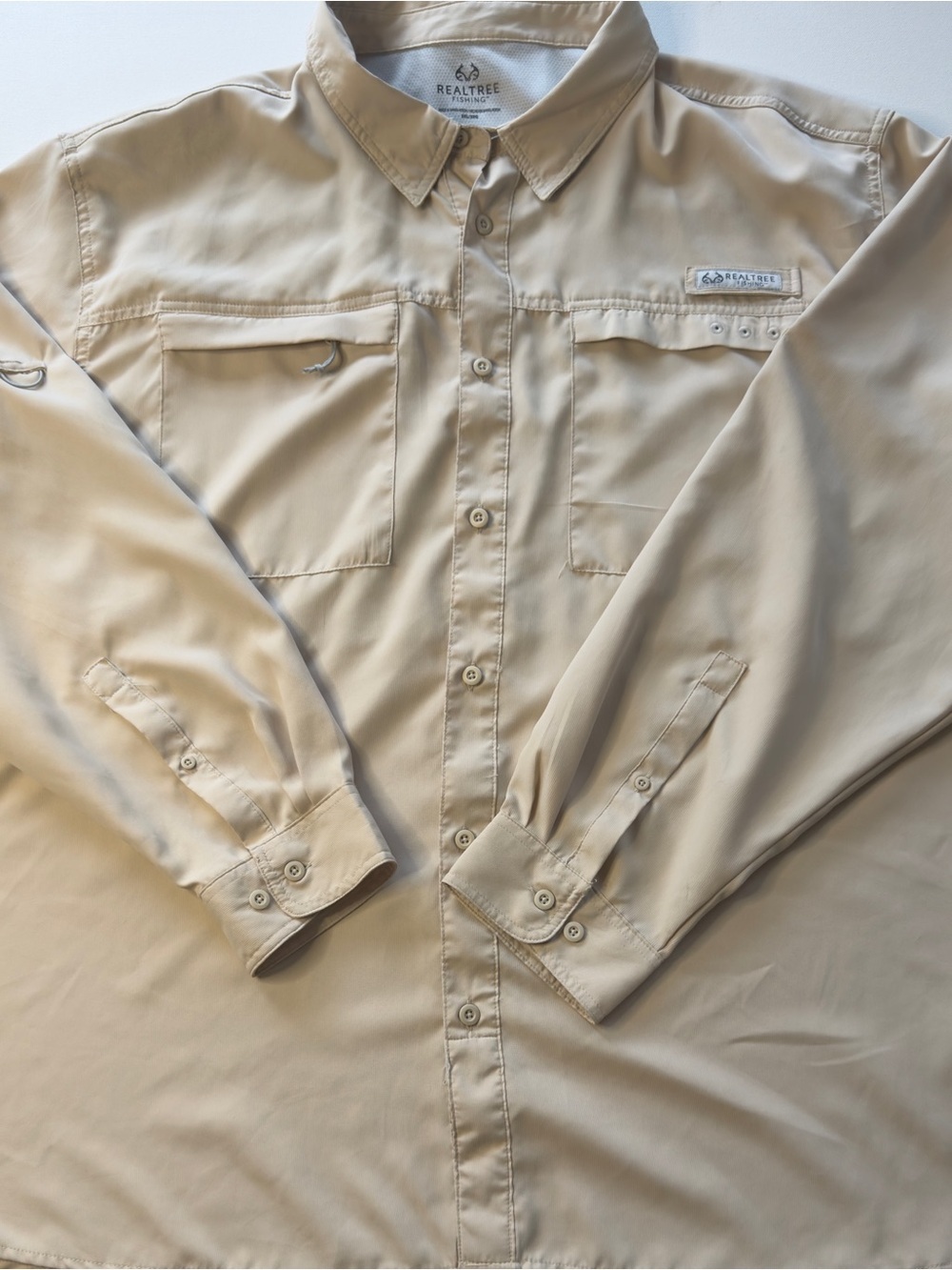 EUC Men's Realtree Long-Sleeve Performance Fishing Shirt - Khaki Size 3XL (KB9)